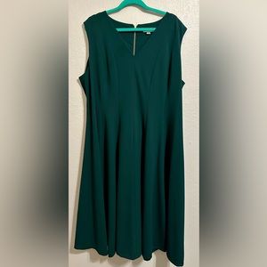 Calvin Klein Plus Size V-Neck Sleeveless Scuba Crepe Fit and Flare Midi Dress